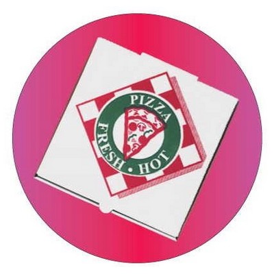 Pizza Box Round Metal Photo Magnet (2 1/2")