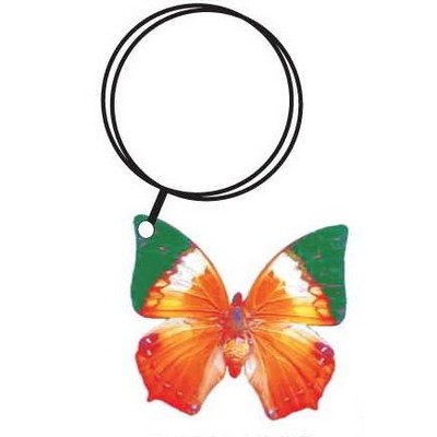 Orange & Green Butterfly Keychain w/Mirrored Back (12 Square Inch)