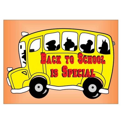 School Bus w/ Slogan Rectangle Badge w/ Bar Pin (2 1/2"x3 1/2")