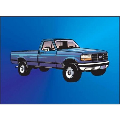 Blue Pick Up Truck Rectangle Badge w/ Bar Pin (2 1/2"x3 1/2")
