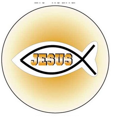 Jesus Fish Round Metal Photo Magnet (2 1/2")