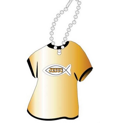 Jesus Fish Promotional T Shirt Key Chain w/ Black Back (4 Square Inch)