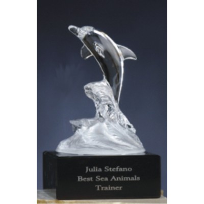 Crystal Dolphin Figurine w/Wave Award