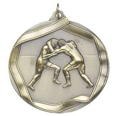 Medal "Wrestling" - 2-1/4" dia. Die Cast