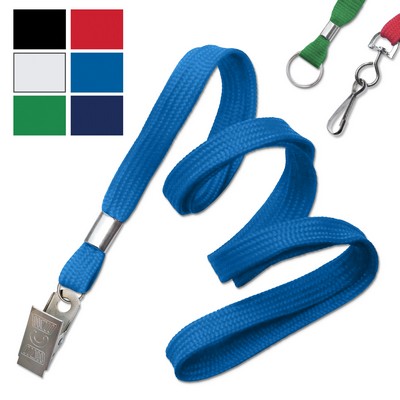 3/8" Blank Non-Breakaway Polyester Lanyards with Bulldog Clip