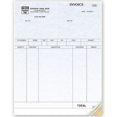 Parchment Laser Product Invoices (2 Part)