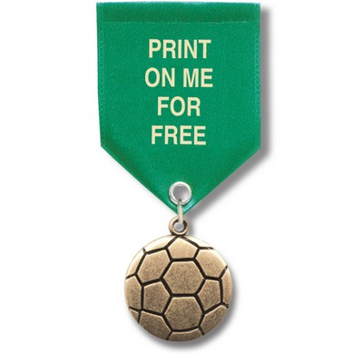 Soccer Ball Cast CX Medal w/Satin Drape Ribbon (1 1/8")