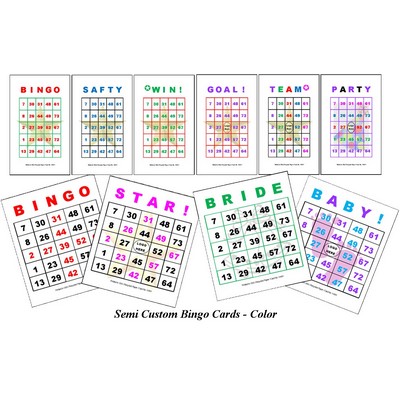 Semi Custom Bingo Game Cards - Color (3.75"x4.25")