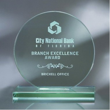 Corona, Flat Edge Jade Glass Award - Small (Screened)