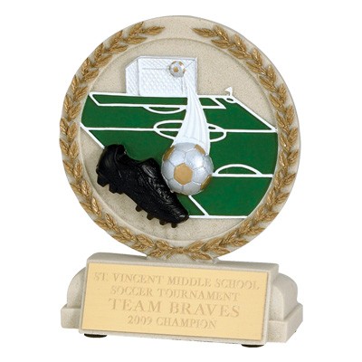 Soccer Stone Resin Trophy (5 ½" x 4 ½")