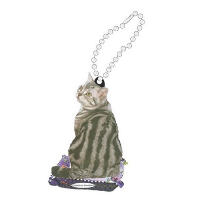 American Shorthair Cat Promotional Key Chain w/ Black Back (10 Square Inch)