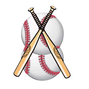 Baseballs & Bats Promotional Magnet w/ Strip Magnet (10 Square Inch)