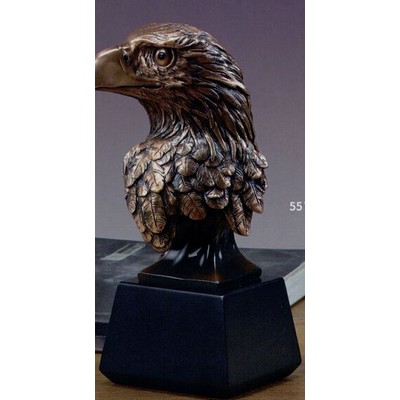Bronze Finish Small Eagle Head Trophy w/Layered Feathers (3"x8")