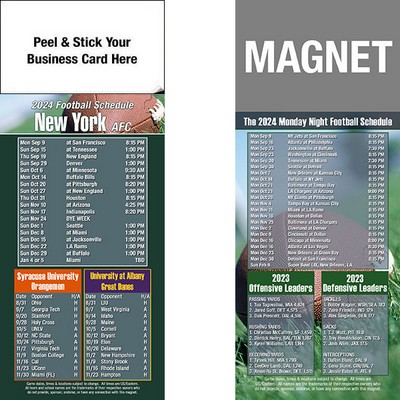 New York Pro Football Schedule Peel & Stick Magnet (3 1/2"x8 1/2")