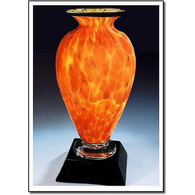 Fireblaze Mercury Art Glass Vase w/ Marble Base (4.25"x9")