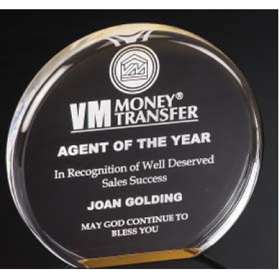 Gold Reflective Free Standing Award (6" Diameter)