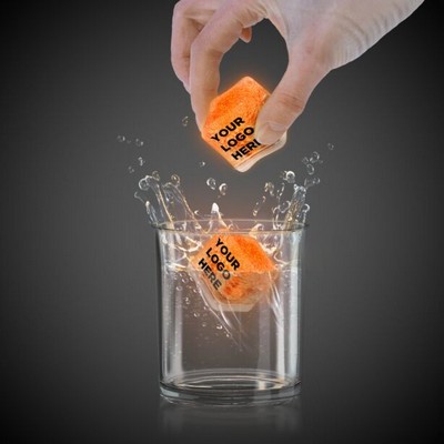 1 3/8" Orange Lited Ice Cube(Pad Printed)