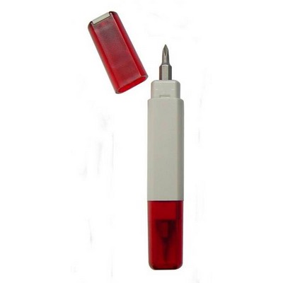 Screw Driver w/ Pocket Clip Translucent Red