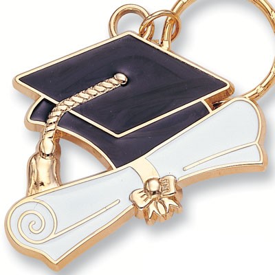 1 ½" Graduate Cap Enamel Keychain
