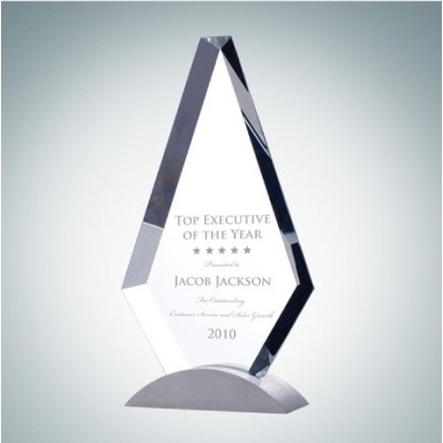 Royal Diamond Optical Crystal Award Plaque w/ Metal Base