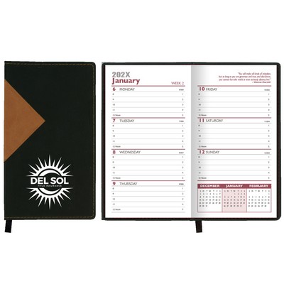 Keystone Series Soft Cover 2 Tone Vinyl Weekly Planner w/ Map / 1 Color