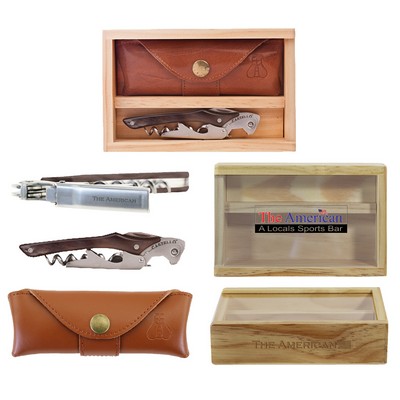 Castello™ Real Buffalo Horn Corkscrew Set w/Box & Leather Pouch