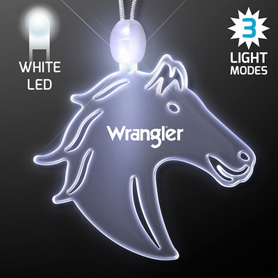 Acrylic Horse Head Shape Necklace with White LED - PRINTED