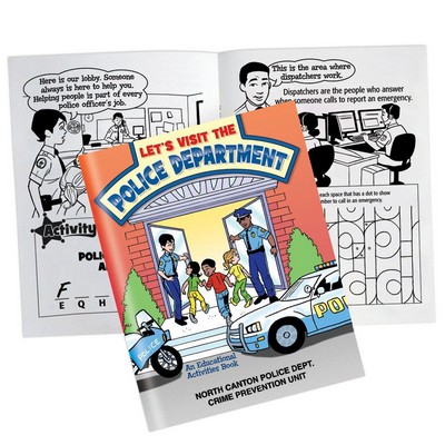 Let's Visit The Police Department Educational Activities Book w/Police Car Paper Cutout -Personalize