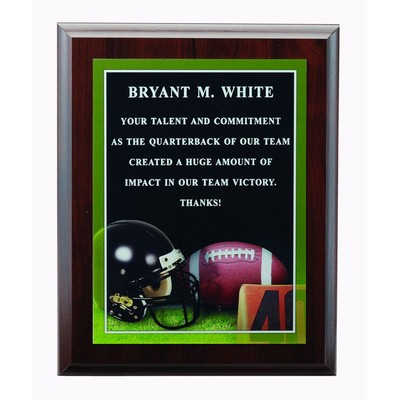 Football Photo Sports Plaque w/Laser Engraved Plate (9"x 12")