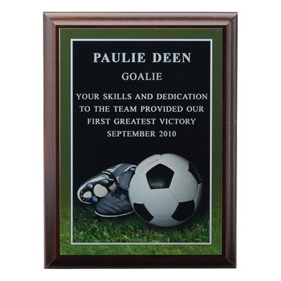 Soccer Photo Sports Plaque w/Laser Engraved Plate (8"x 10")