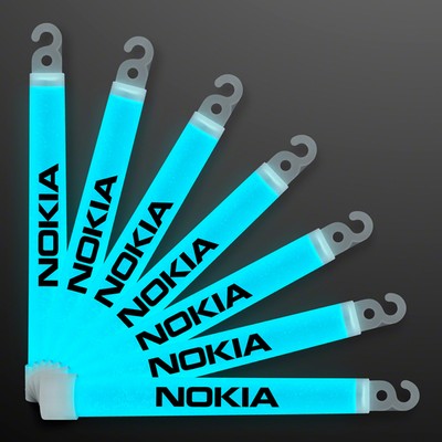6" Premium Turquoise Glow Sticks - PRINTED