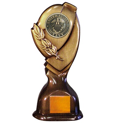 Stock Classic 10" Trophy with 2" US Navy Coin and Engraving Plate