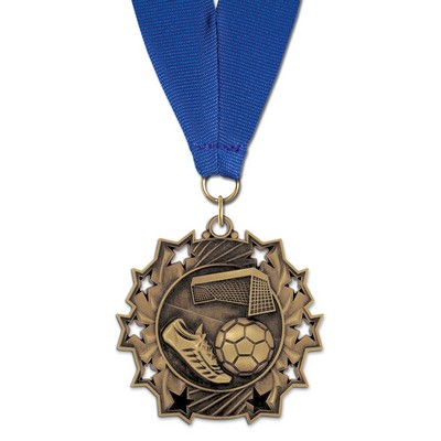 Soccer TS Medal w/Grosgrain Neck Ribbon (2¼")