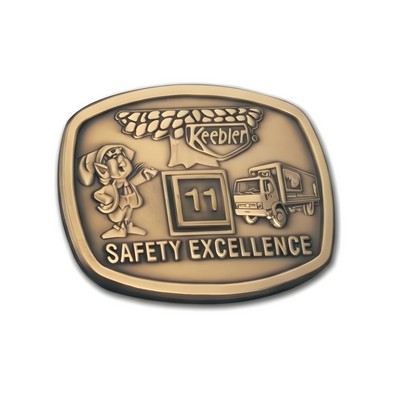 Die Struck Medium Size Solid Brass Satin Finish Buckle (2 3/8" to 2 3/4" Length)