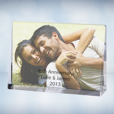 4" Color Photo Imprinted Horizontal Rectangle Optical Crystal Award Plaque