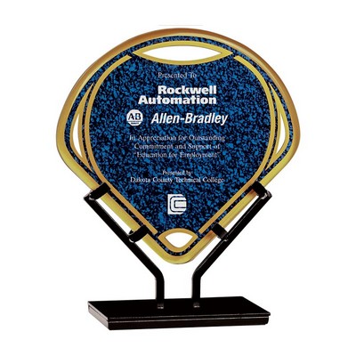 8½" Blue Infinity Fan Acrylic Award w/Iron Stand