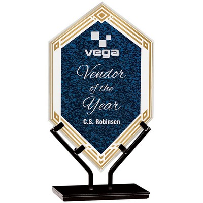 10½" Blue Infinity Double Diamond Acrylic Award w/Iron Stand