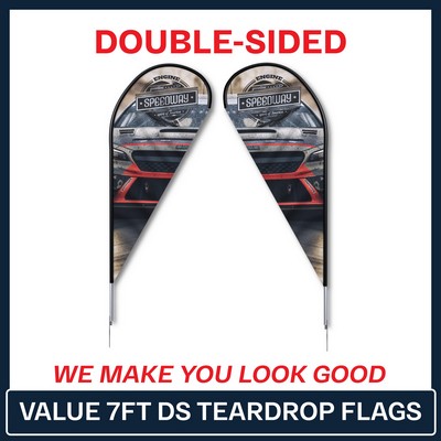 Value 7' Teardrop Flag - Double Sided w/Spike Base