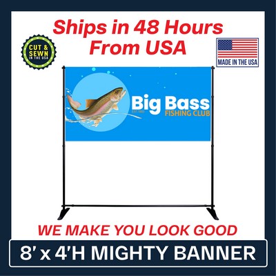 8' x 4' Mighty Banner Fabric Graphic w/ Large Tube Frame Kit - Made in the USA