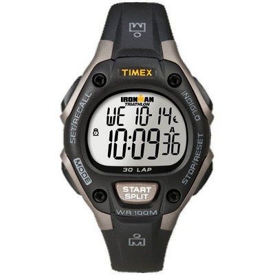 Timex® Ironman Black/Titanium Gray Traditional 30 Lap Mid-Size Watch