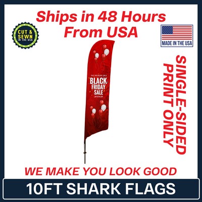 10' Shark Flag - Single Sided (Print Only) - Made in the USA