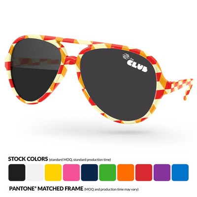 Aviator Sport Sunglasses W/ Full Frame Sublimation Wrap