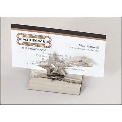 Polished silver star business card holder