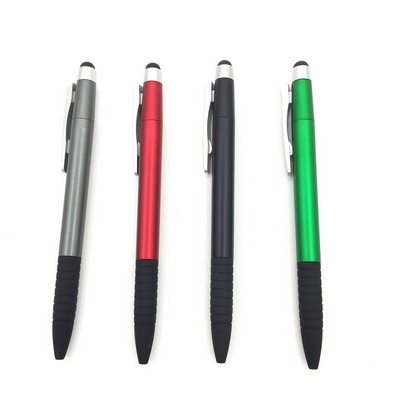 Stylus Touch Top Plastic Ball Pen With Clip Click Action
