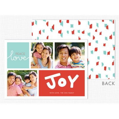 Peace Love Joy Flat 3-Photo Christmas Cards