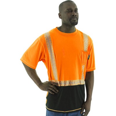 High Visibility Snag Resistant Short Sleeve Shirt with Reflective Chainsaw Striping, ANSI 2, Type R