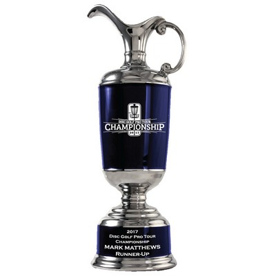 Midnight Blue/Chrome Silver Horn Ceramic Trophy Cup