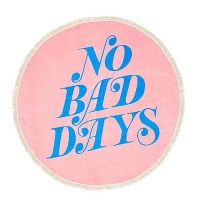 60" Round Yoga Mat Style Beach & Picnic Towel with Tassel Fringe