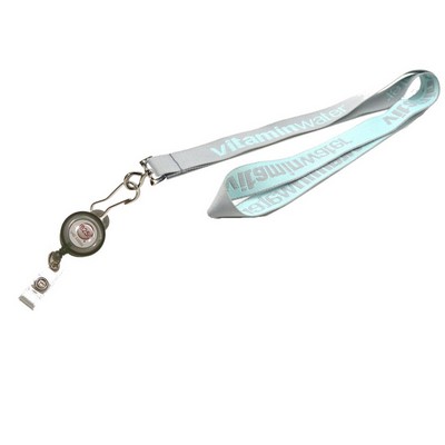 3/8" Wide Woven Lanyard w/J-Hook Clip & Badge Reel Set