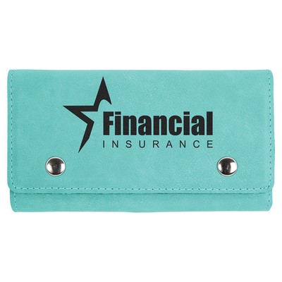 Engraved Faux Leather Card & Dice Set, Teal